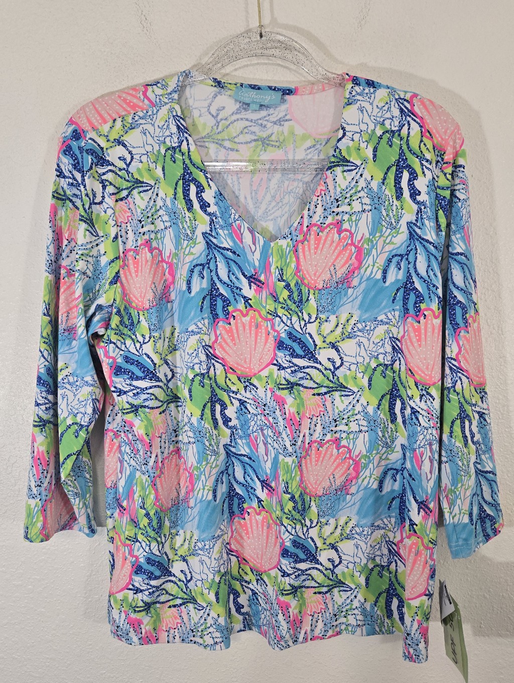 *Nwt* Anthony's Resort Wear Tropical Beachy Vibrant Bright Vaca Top, Size L